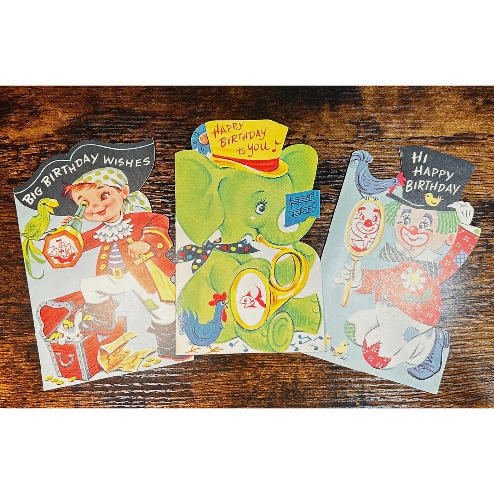 VINTAGE 1950s? “A Sunshine Card” 3 UNUSED Kids Birthday Cards USA